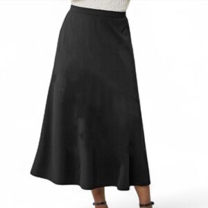 Coldwater Creek travel knit skirt maxi seamed  black stretch 10 to 12 Petite